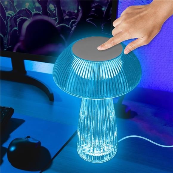 NEW Neon Light Home Decor MultiColor Mushroom LED Tabletop Touch Lamp wth Remote - Picture 11 of 12